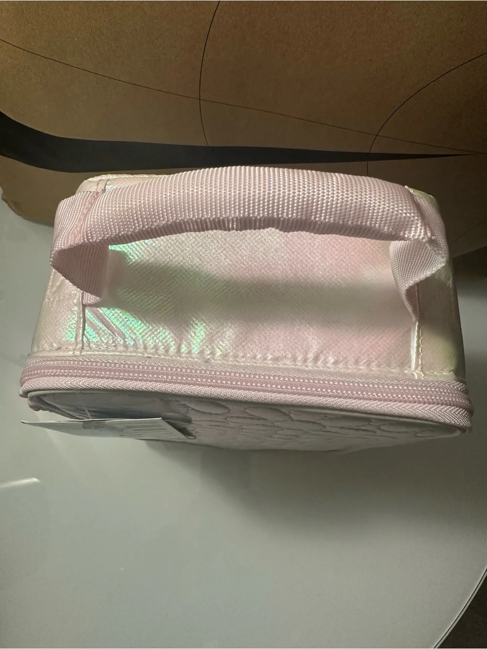 Iridescent Pink Daisies Quilted Lunch Bag With Microban Protection